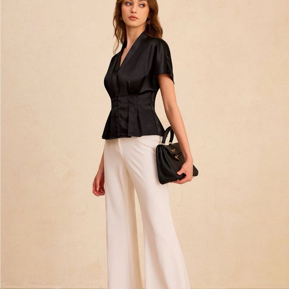 Commense Black Satin Blouse - Picture 2 of 9